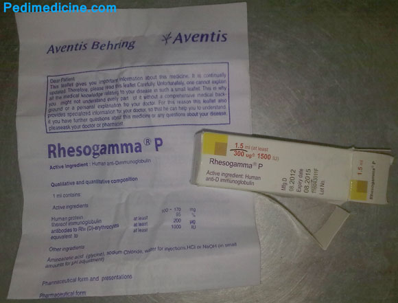 Anti-D Immunoglobulin Rhesogamma, registered product of Aventis
